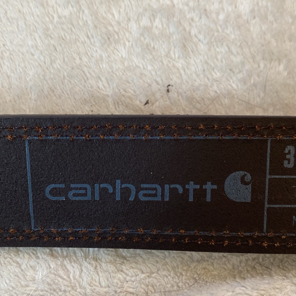 Carhartt Brown Leather Belt with Gold Buckle - Picture 6 of 10